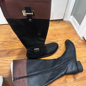 Women's Black and Brown Riding Boots